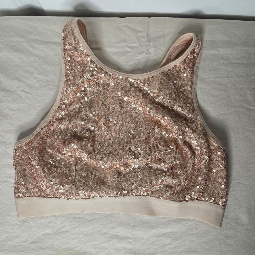 Size Medium Aerie Sequin Nude High Neck Sports Bra
